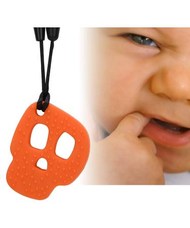 Silicone Sewing Ring for Teeth | Orange Skull Necklace - Safe Chewing Toy for Autism & Oral Motor Skills - Buy Online on GoSupps.com