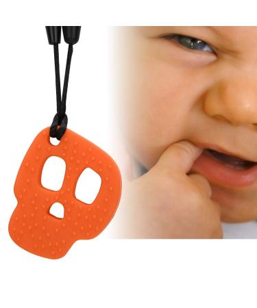 JTLB Silicone Baby Bite Ring - Safe Chewing & Teething Toy for Infants | Calming Orange Skull Necklace - Buy Online on GoSupps.com