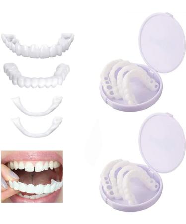 Brigtviee Snap-On Veneers - 2 Pairs of Bright White False Teeth for Upper & Lower Jaws | Comfortable Dentures for Men & Women - Buy Online on GoSupps.com