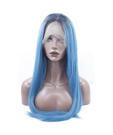 Shop 18in Silky Long Straight Lace Front Wig - 2 Tone Gradient Synthetic Hair for Daily & Cosplay - Heat Resistant for Ladies - Buy Online on GoSupps.com
