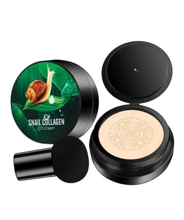 Nouvelle formule am lior e de la cr me CC au collag ne d'escargot Fond de teint cushion l' ponge champignon Cr me correctrice pour le visage Maquillage hydratant et longue tenue #1 Lvory