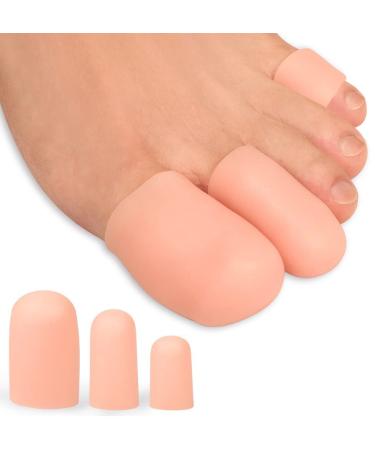 Bukihome 16 PCS Toe Protectors Silicone Toe Caps Toe Sleeve Protectors Prevent Pain Relief for Corns Blisters and Ingrown Toenails (6 Packs Large Size + 6 Packs Medium Size + 4 Small Size) Upgrade Pink1