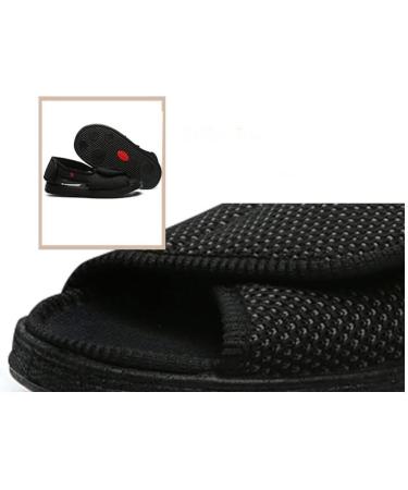 Men's Lightweight Diabetic Slippers - Anti-Slip, Breathable & Adjustable - Black - Size 6.5 - Buy Online on GoSupps.com