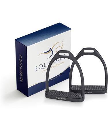 Equinate Stirrups Midway 10cm Black Matt - Anti-Slip Rubber Tread for Adults & Children - Set of 2 - International Shipping Available - Buy Online on GoSupps.com