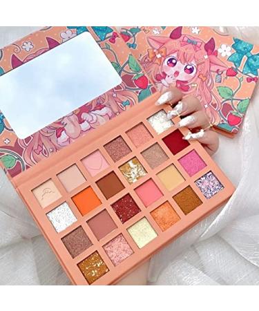 KEYVOR Beauty Palette 24 Colors Strawberry Girl Sparkling Eyeshadow Palette Waterproof Waterproof Cat Eye Shadow Palette Pearlescent Cute Eyeshadow Palette