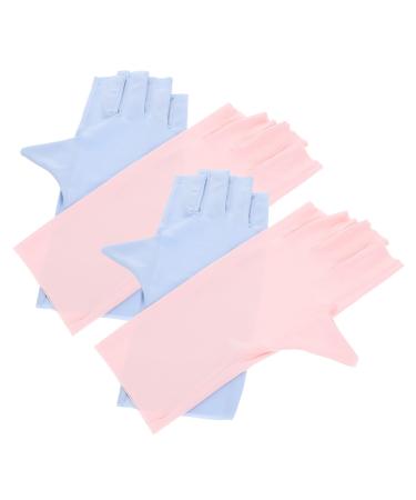POPETPOP 2 Pairs sun gloves pink gloves UV protection gloves for manicure protective gloves for manicure UV gloves for gel manicures UV gloves for nail Anti-UV Nail supplies Nylon 21x12x0.1cm As Shown1