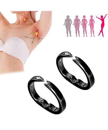 Anti Snoring Ring for The Finger 2 Pieces Snoring Ring Helps Against Snoring Lymphatic Drainage Ring Acupressure Ring for Women and Men Magnetic Ring for Losing Weight (Black