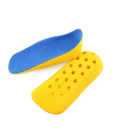 Heel Inserts PU Shoe Lift Shock Absorption Men Premium Daily for Plantar Fasciitis and Heel Blister Prevention(Blue side with yellow background Large)