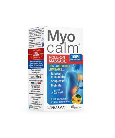 MYOCALM ROLL-ON | Effet Massant Chauffant pour les Muscles | Formule avec 4 Extraits de Plantes et 3 Huiles Essentielles Apaisantes | Application Locale Pratique | Flacon de 50 ml - 3C PHARMA