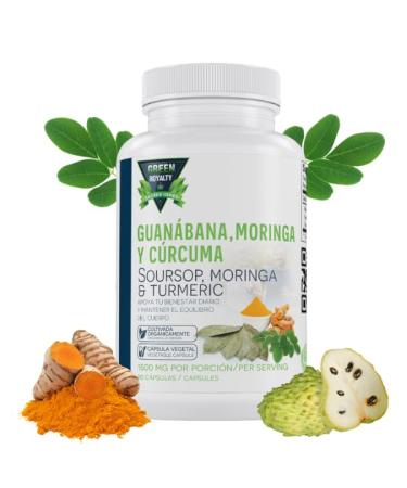Moringa Guanabana & Curcuma (Moringa Soursop & Turmeric) - 1500 mg per Serving Powerful Blend of 100% Natural Premium Ingredients | 90 Vegetable |Plant-Based Non-GMO Made in USA