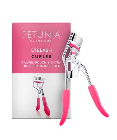 Silicone Eyelash Curler with Refill Pads & Satin Pouch Designed for No Pinching or Pulling and Perfect for Those with Straight Flat Lashes Wanting Dramatic Long Lasting Seamless Curls