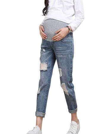 Xiedeai Maternity Jeans for Women - High Waist Over Bump Trouser Casual Ripped Denims Pants - Buy Online on GoSupps.com