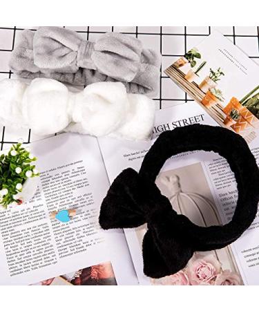 Queta 3 Pack Microfiber Bowtie Headbands for Women - Soft Makeup, Shower, Spa, Yoga Hair Bands in White, Gray, Black - Buy Online on GoSupps.com
