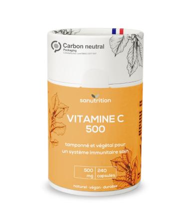 Vitamine C 500 mg par g lule | 240 g lules | Tamponn et v g tal | Bonne biodisponibilit et tol rance | V g talien | Emballage papier 100% cologique