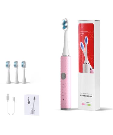 Electric Toothbrush Soft Bristle Waterproof Whitening Automatic Toothbrush for Adults Children (Pink (Rechargeable))