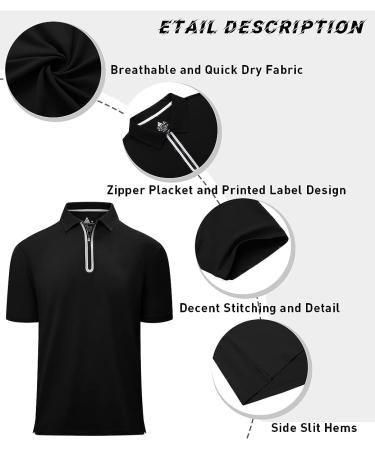 SECOOD Men's Short Sleeve Polo Shirt - Moisture Wicking Golf & Tennis T-Shirt (Black, X-Large) - Buy Online on GoSupps.com