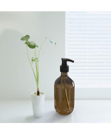 10 oz Amber & Green Pump Bottle 6 Pack - Empty Plastic Dispenser for Shampoo, Lotion, Body Wash - Buy Online on GoSupps.com