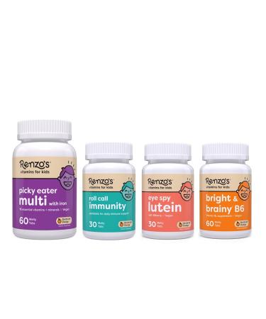 Renzo's A+ Routine Bundle - Picky Eater Mutli Orange Roll Call Immunity Eye Spy Lutein Bright and Brainy