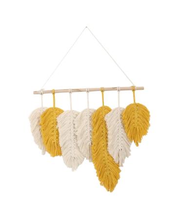 Zerodeko 1pc Wall Decoration Tapestry Wall Tapestry Macrame Hanging Tapestry Nature-inspired Decoration Hand Woven Tapestry Bedroom Background Macrame Wall Leaves Pendant Cotton