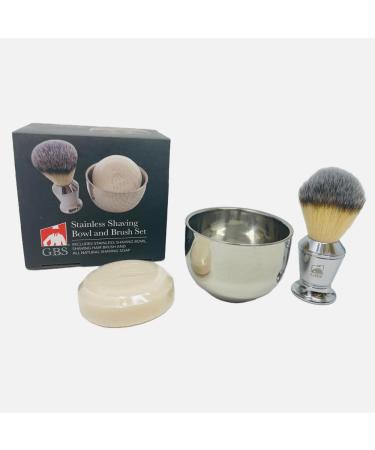 GBS stainless steel shaving bowl with stainless steel lid and free soap