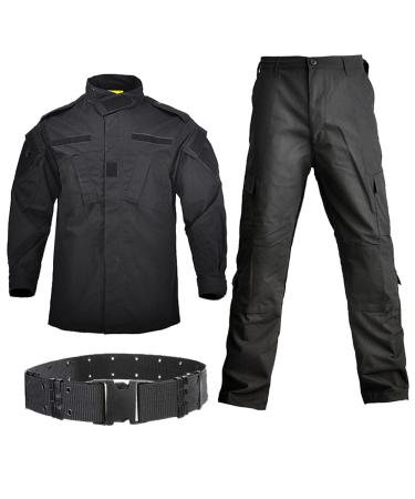 ATAIRSOFT Combat Uniform Men Tactical Army Military BDU Jacket Shirt & Pants Suit for Airsoft Paintball Hunting Wargame M Black - Buy Online on GoSupps.com