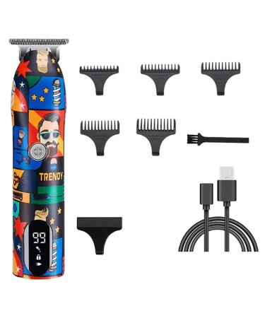 Hair Clippers for Men Barber Shop Men's Hair Clipper Shaver Household Rechargeable Trimmer T-Blade Children's Hairstyle Carving Hair Clipper (Color : LCD Graffiti)
