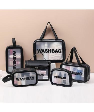 Aucuu 6 Pcs Clear Toiletry Bag Set for Women and Girls - Waterproof Transparent Travel Wash Bag for Makeup and Cosmetics (Black) - Buy Online on GoSupps.com