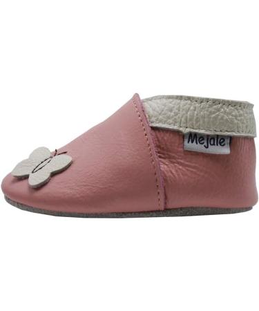 Mejale Soft Leather Slippers for Children 12-18 Months - Rose Papillon | First Steps Shoes - Buy Online on GoSupps.com