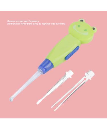 LED Flashlight Earpick - Cute Cartoon Earwax Removal Tool with Tweezers & Scoop - Green Cat Design - High-Quality ABS Material - Buy Online on GoSupps.com