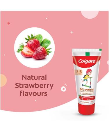 Colgate Kids Anticavity Toothpaste with 0% Artificial Substances SLS Free for Cavity Protection (3-5 Years 160g/80g x 2 Natural Strawberry Flavour) - Buy Online on GoSupps.com