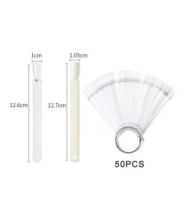 50 Transparent Fan-shaped Nail Art Tips Display with Metal Ring Holder - Buy Online on GoSupps.com