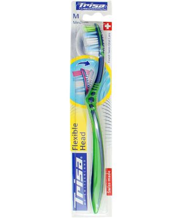 Trisa Flexible Head Manual Toothbrush - Optimal Dental Care Medium Multi-Color (Blue/Green/Pink/Yellow) - 1 Piece - Buy Online on GoSupps.com