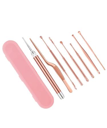 Healifty Ear Cleaner Ear Wax Cleaners Exquisite Ear Cleaning Tools Polished Ear Wax Picking Tools Exquisite Earwax Cleaners 8pcs 1set(Rose Gold) Ear Cleaning Kit