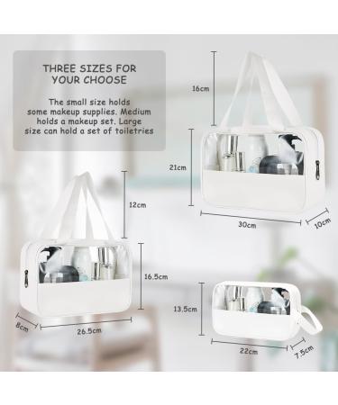 4PCS Clear Toiletry Travel Bags - Waterproof PU Makeup Bags for Men and Women - Portable Airport Cosmetic Pouches - White - Buy Online on GoSupps.com