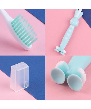 4 Cartoon Bunny Children's Toothbrushes Soft Bristle Portable & Sensitive for Kids | Colorful Options in Yellow Blue Pink & Green - Buy Online on GoSupps.com
