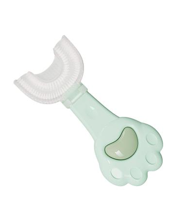 Children Toothbrush with Silicone Head - Manual U Shaped Toothbrush Food Grade Silicone Kids Toothbrushes 360 Degree U Shape Toothbrush for Kids Baby Toddler Green 1 count (Pack of 1)