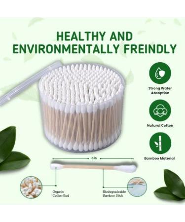 500 Organic Bamboo Cotton Swabs for Ear Cleaning - Biodegradable Buds (500 Pack) - Buy Online on GoSupps.com