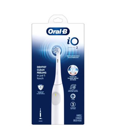 Oral-B iO Series 2 Rechargeable Electric Toothbrush - Pure White Gentle Care Brush Head Automatic Pressure Sensor 3 Modes 2 Min Timer - International Shipping Available - Buy Online on GoSupps.com