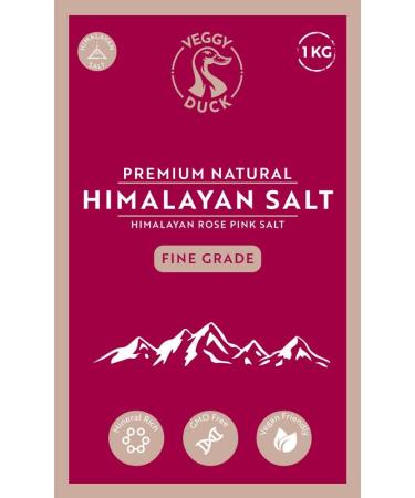 Veggy Duck - Pure Pink Himalayan Salt 2Kg (1Kg Pack of 2) - Fine Grade | Unrefined | Natural | GMO Free | Vegan Friendly | from Punjab Pakistan - Buy Online on GoSupps.com
