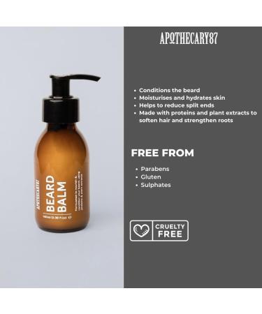 Apothecary 87 Beard Balm | Premium Formulation With Plant Extracts | Lightweight Beard & Skin Moisturiser Nourishes Softens and Conditions Reduces Irritation | 100ml Vanilla & Sandalwood 100 ml (Pack of 1) - Buy Online on GoSupps.com