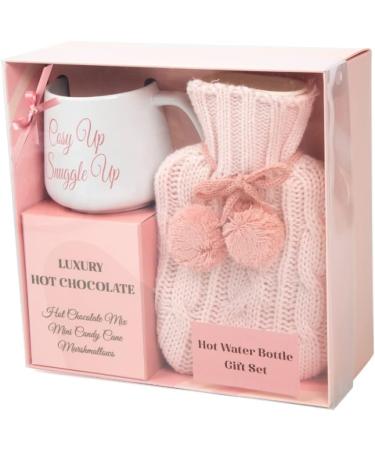 Hot Chocolate Mug Gift Set with Water Bottle, Marshmallows & Candy Cane - Cozy Gift for Women, Teen, Adults (Pink) - Buy Online on GoSupps.com