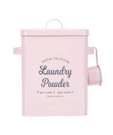 BradOc 1 Set Washing Powder Storage Box with Bucket Metal Detergent Canister Storage Box Container for Storage Tablets Pink
