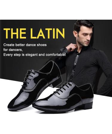 SWDZM Men Latin Dance Shoes - Black Leather Lace-up Salsa Tango Ballroom - Professional Performance Practice Shoes - 2.5cm Heel - Buy Online on GoSupps.com