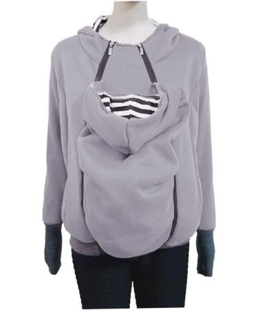 SouiWuzi Baby Carrier Hoodie Maternity Kangaroo Jacket Coat Sweatshirt - Gray - Buy Online on GoSupps.com