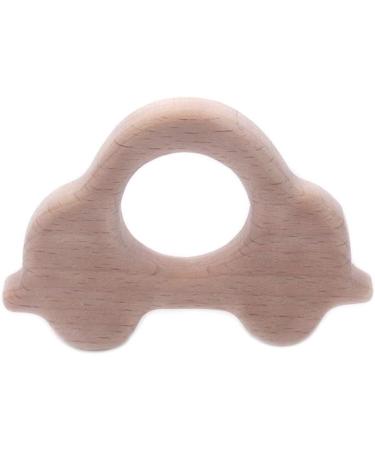 Wendysun 10pcs Cartoon Animal Car Shape Wood Teether Set for Baby Teething - Natural Beech Teething Nursing Toy DIY Pendant - Buy Online on GoSupps.com