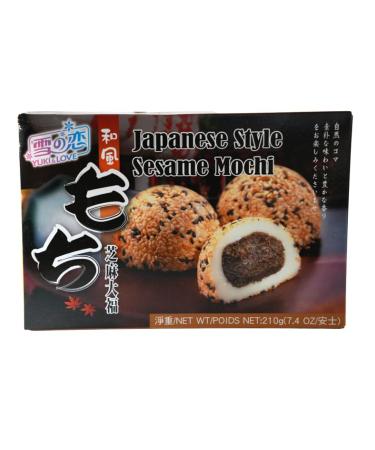 Mochi 2 Pack - Japanese sweets - Mochi rice cake with sesame - Asian sweets - Asian snacks - Yuki & Love Mochi - Pellear - Japanese Style - rice cake - 2 x 210g Mochi sesame