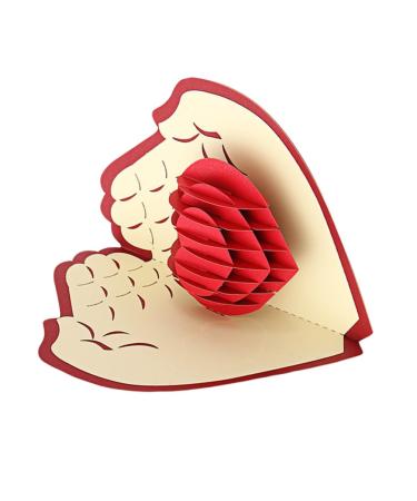 LALAFINA 3d Love Heart Wedding Invitations Paper Valentines Day Greeting Card Women Birthday Party Invitation Creative Gift Card 3d Blessing Card 15c Red Manual Memory Card
