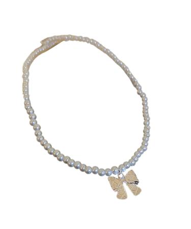 OralGos Elegant Necklace Wedding Party Jewelry Bow Pendant Necklace Pearl Necklace for Women