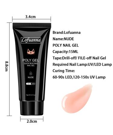 Buy Lofuanna Poly Gel 15ml - Fast-Building Acrylic Nail Extension Gel | UV LED Soak Off | Thickening Builder Gel in Nude - Buy Online on GoSupps.com