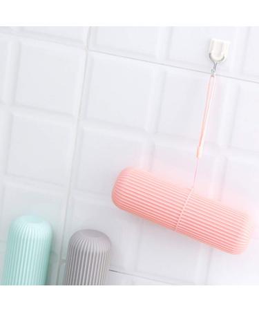 Travel Toothbrush Case Holder - Portable Plastic Toothpaste Storage Cup for Outdoor Trips - Beige - Buy Online on GoSupps.com
